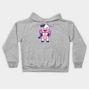 Cute Cow Holding Ice Cream Cartoon Kids Hoodie